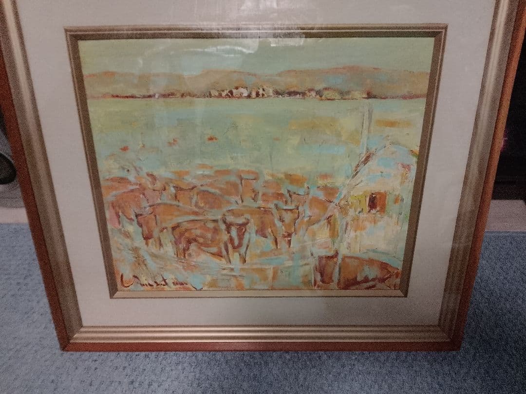 油絵. 　牛の群れ　F8