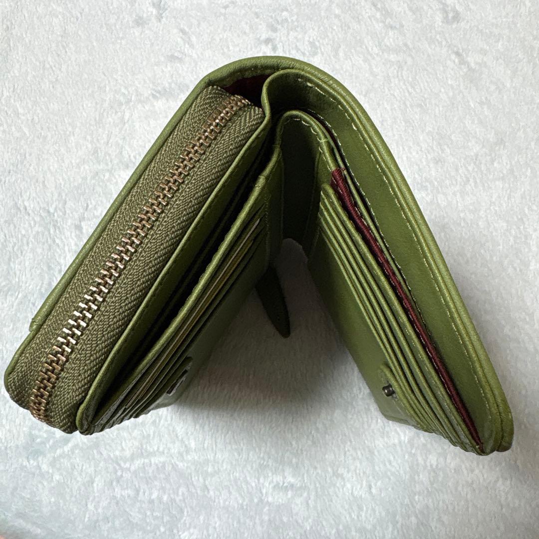 新品未使用　シビラ　sybilla クアドロス　二つ折り財布　グリーン