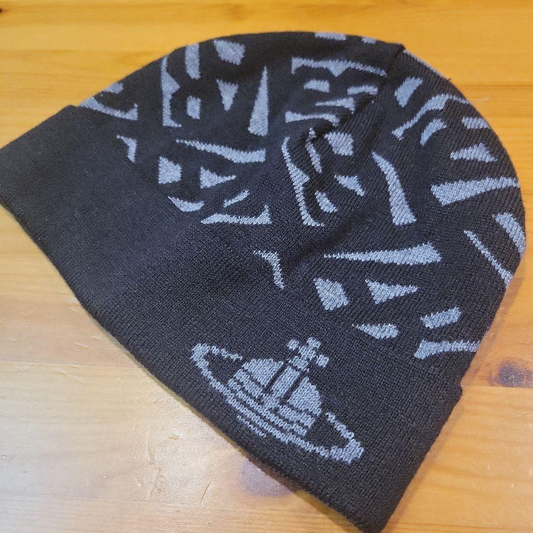 ヴィヴィアン　ニット帽　ビーニー　黒　ロゴ付き