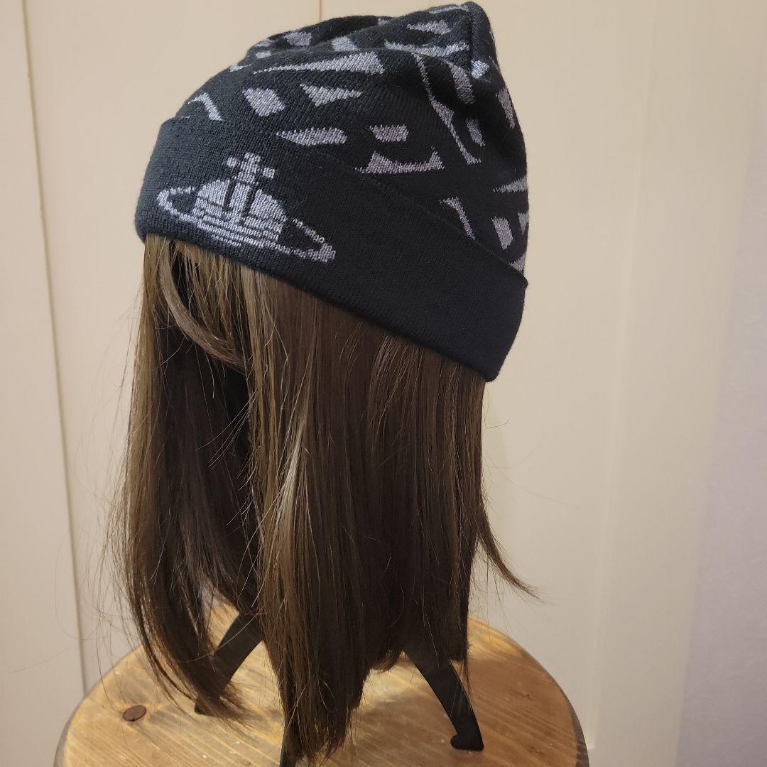 ヴィヴィアン　ニット帽　ビーニー　黒　ロゴ付き