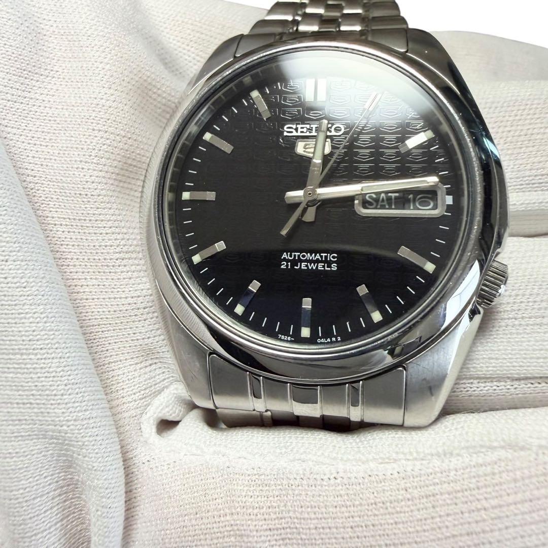 状態良好品 セイコー5 7S26-01V0 ブラック メンズ 自動巻き腕時計