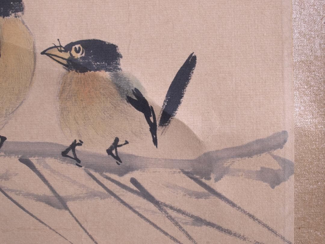 蔵整理品　中国清時代掛け軸　肉筆水彩絵　骨董品I1559A13-1