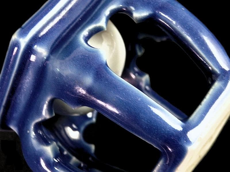 古伊万里　瑠璃透かし　六角　盃台　C564AS-CGo