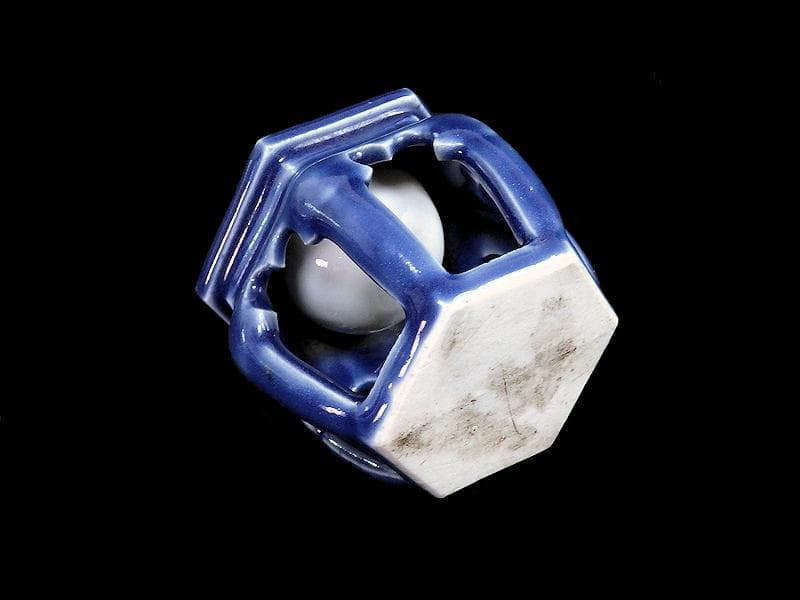 古伊万里　瑠璃透かし　六角　盃台　C564AS-CGo