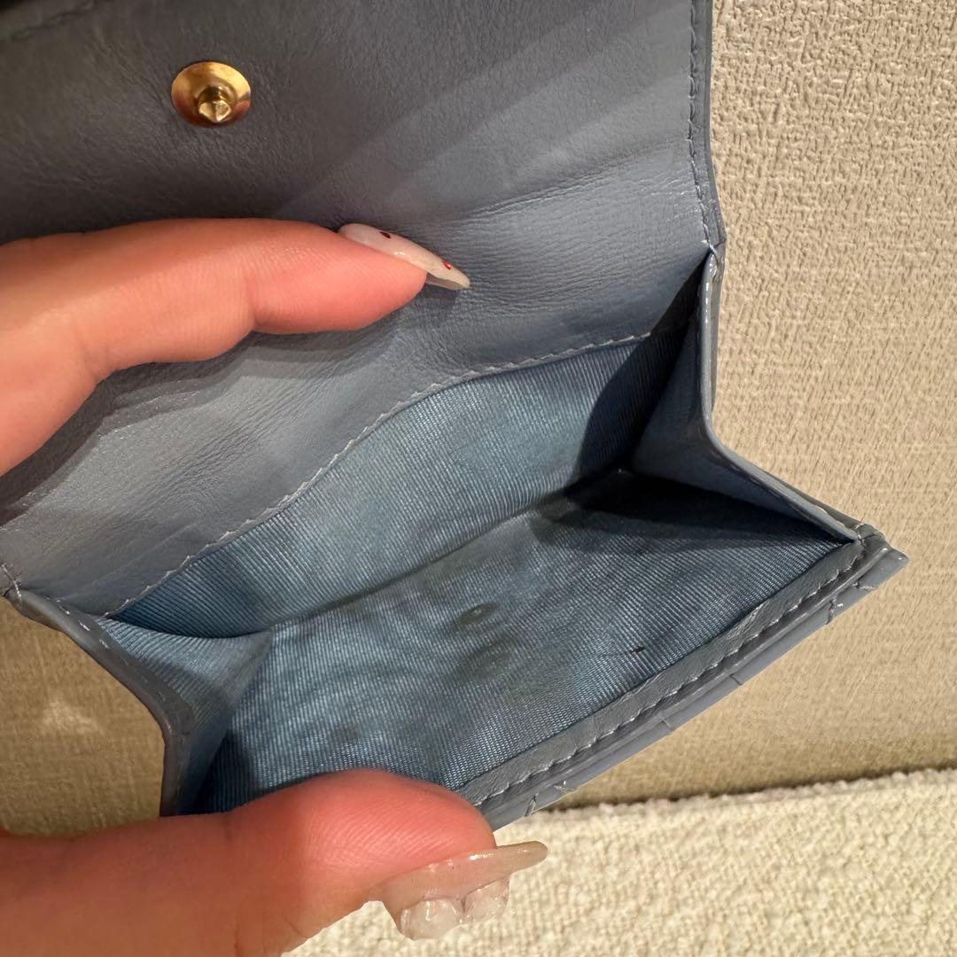 Dior ロータスウォレット ブルーグレー エナメル キルティング 財布
