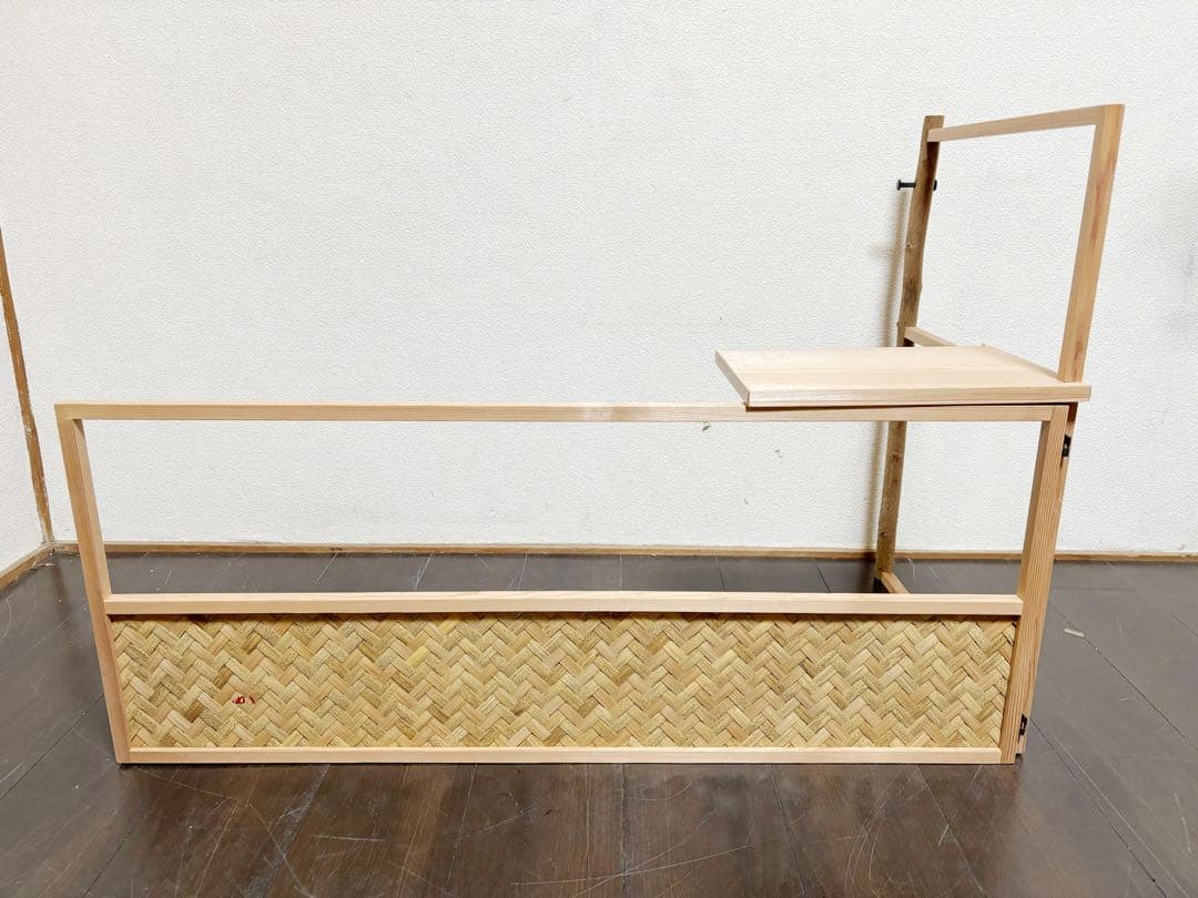 ほぼ未使用 茶道具 黒田宗傳造 竹アジロ台目棚 風炉先屏風 堀内宗完兼中斎書付