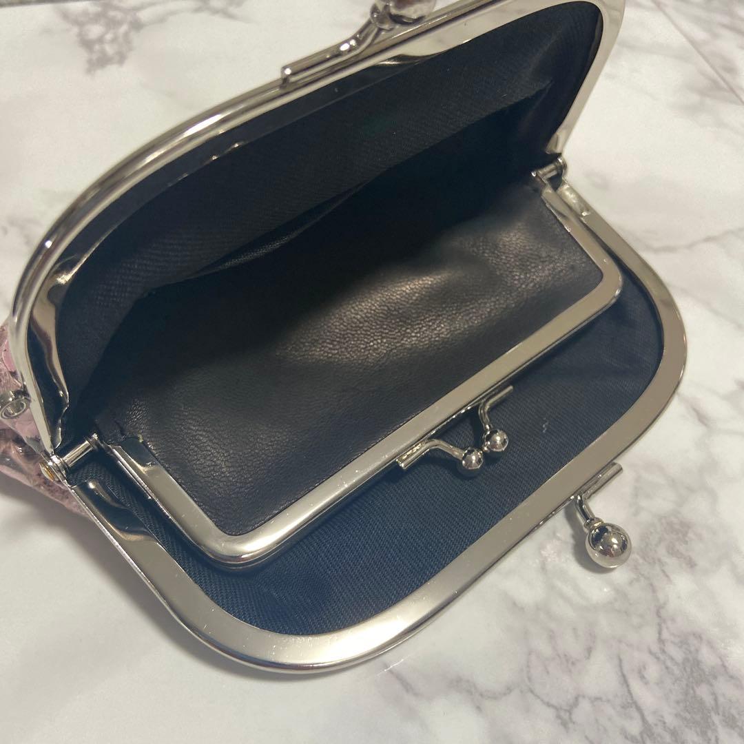 ハンドメイドパイソンの本革親子がま口財布(両面各2段カードポケット付