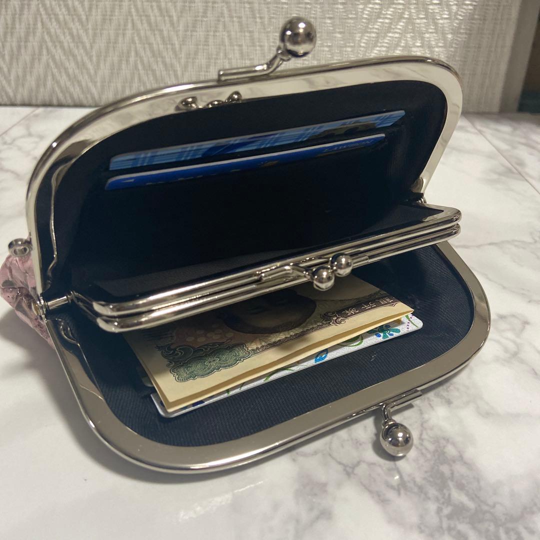 ハンドメイドパイソンの本革親子がま口財布(両面各2段カードポケット付