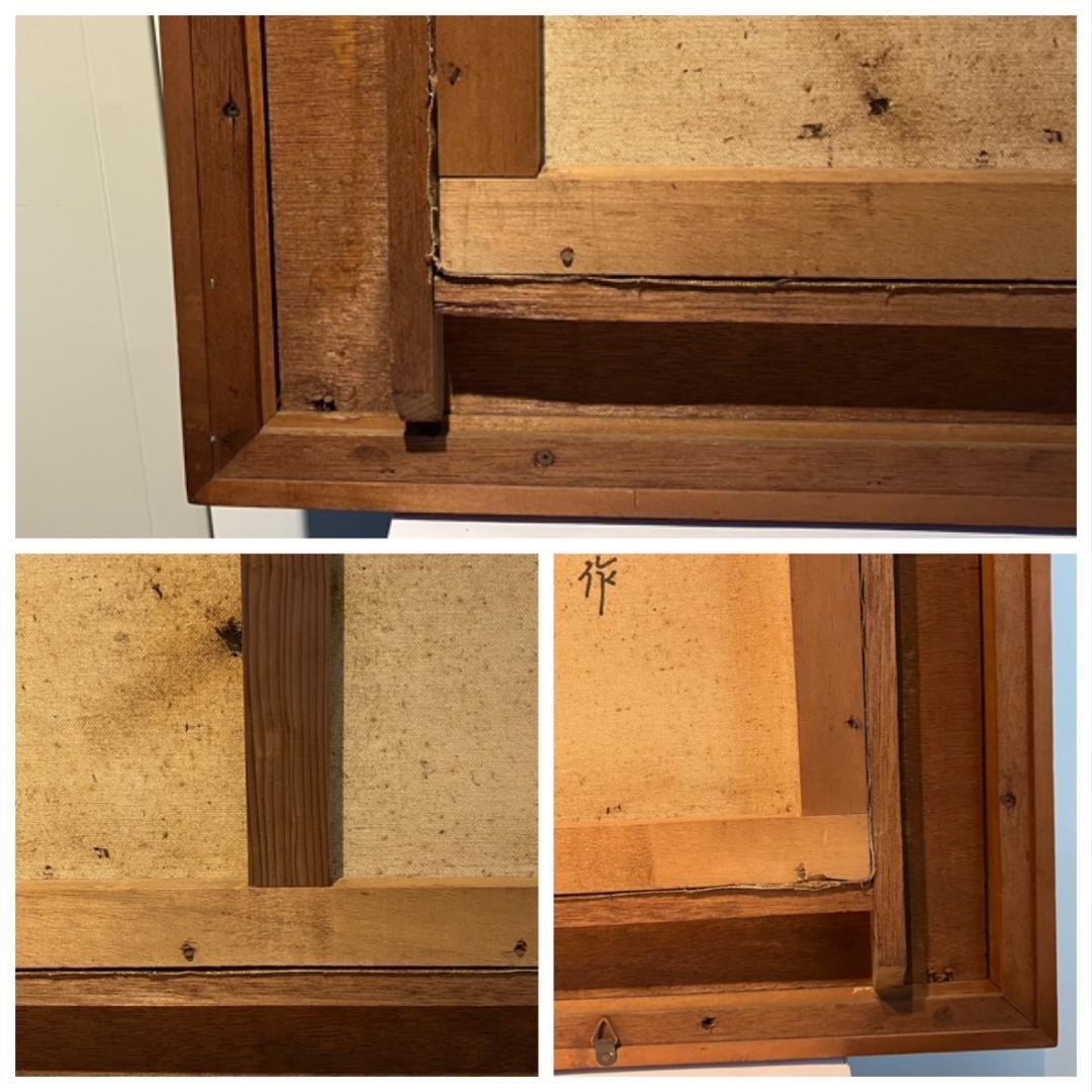 輸入品 絵画 油絵 august作 港 port 風景画 64×71.5 大