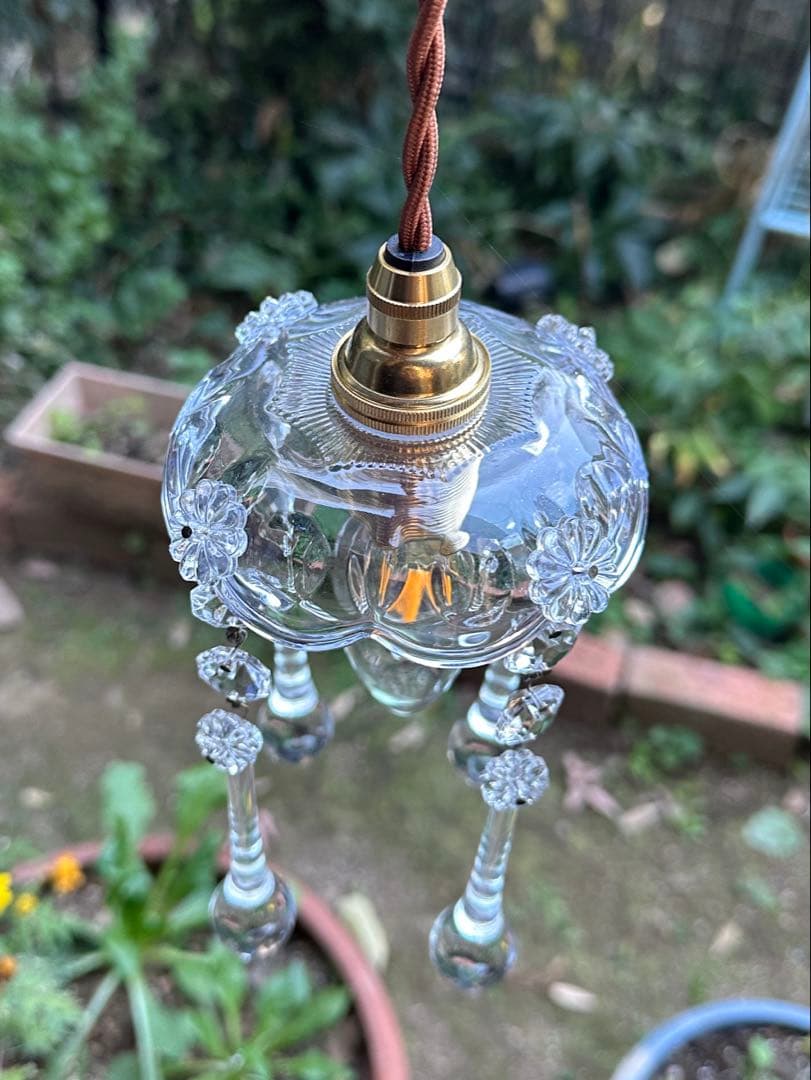 1920年代 フランス アンティーク 雨に濡れた可愛いお花のミニシャンデリア＊