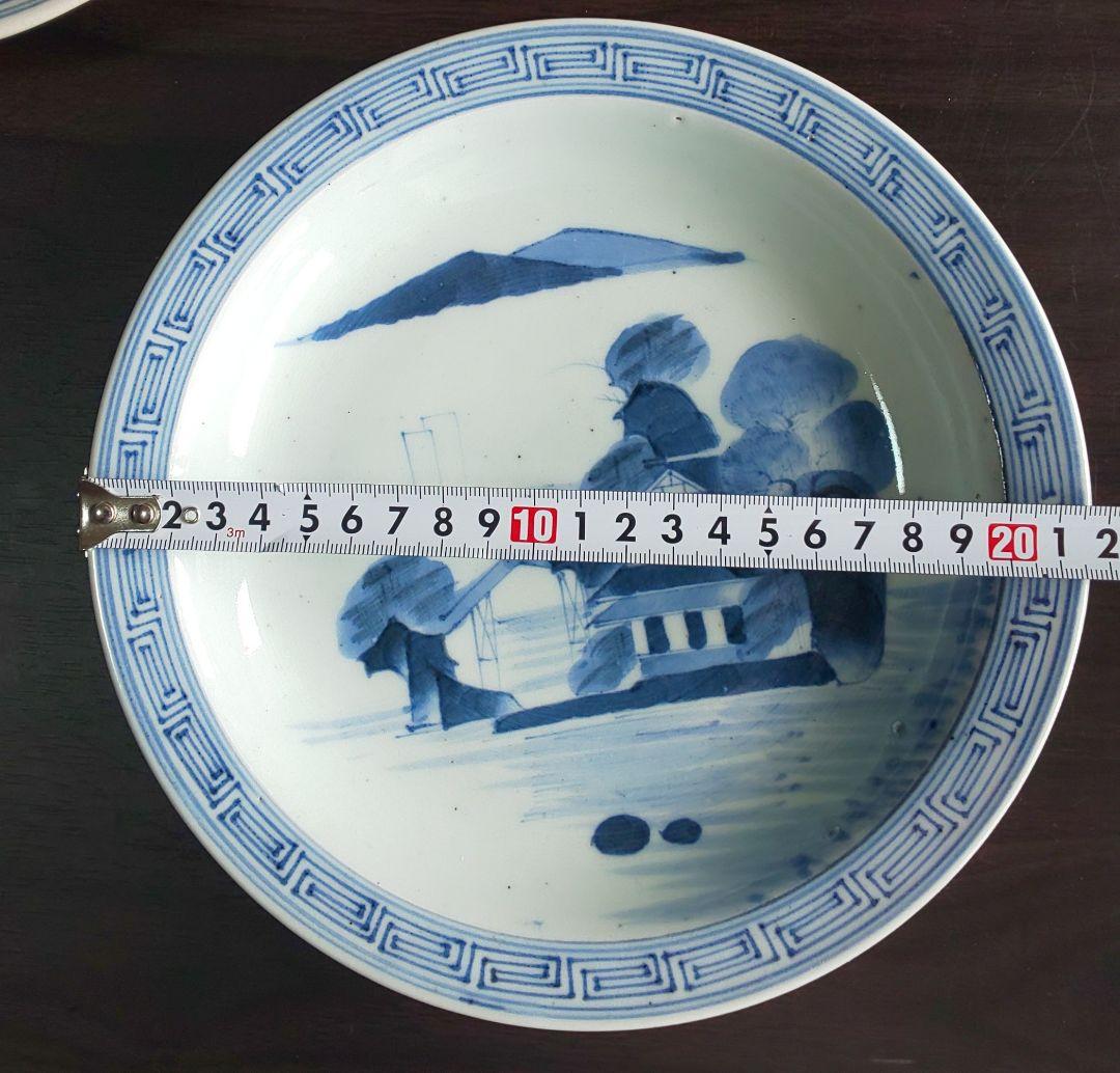 古伊万里 青白磁山水図 平皿5枚セット