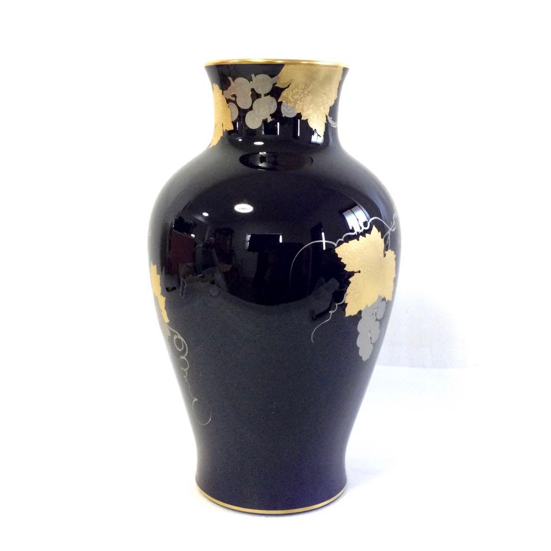 大倉陶園 花瓶 瑠璃金蝕 葡萄 花器 花入 フラワーベース M