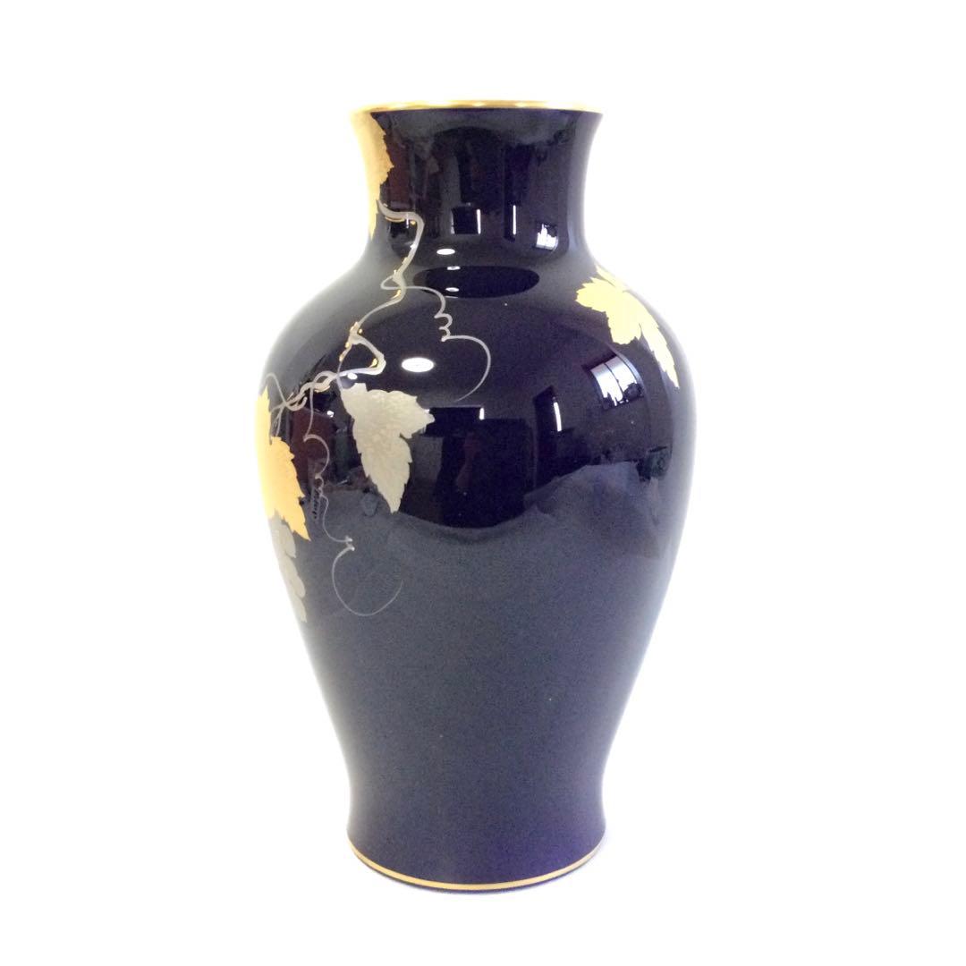 大倉陶園 花瓶 瑠璃金蝕 葡萄 花器 花入 フラワーベース M