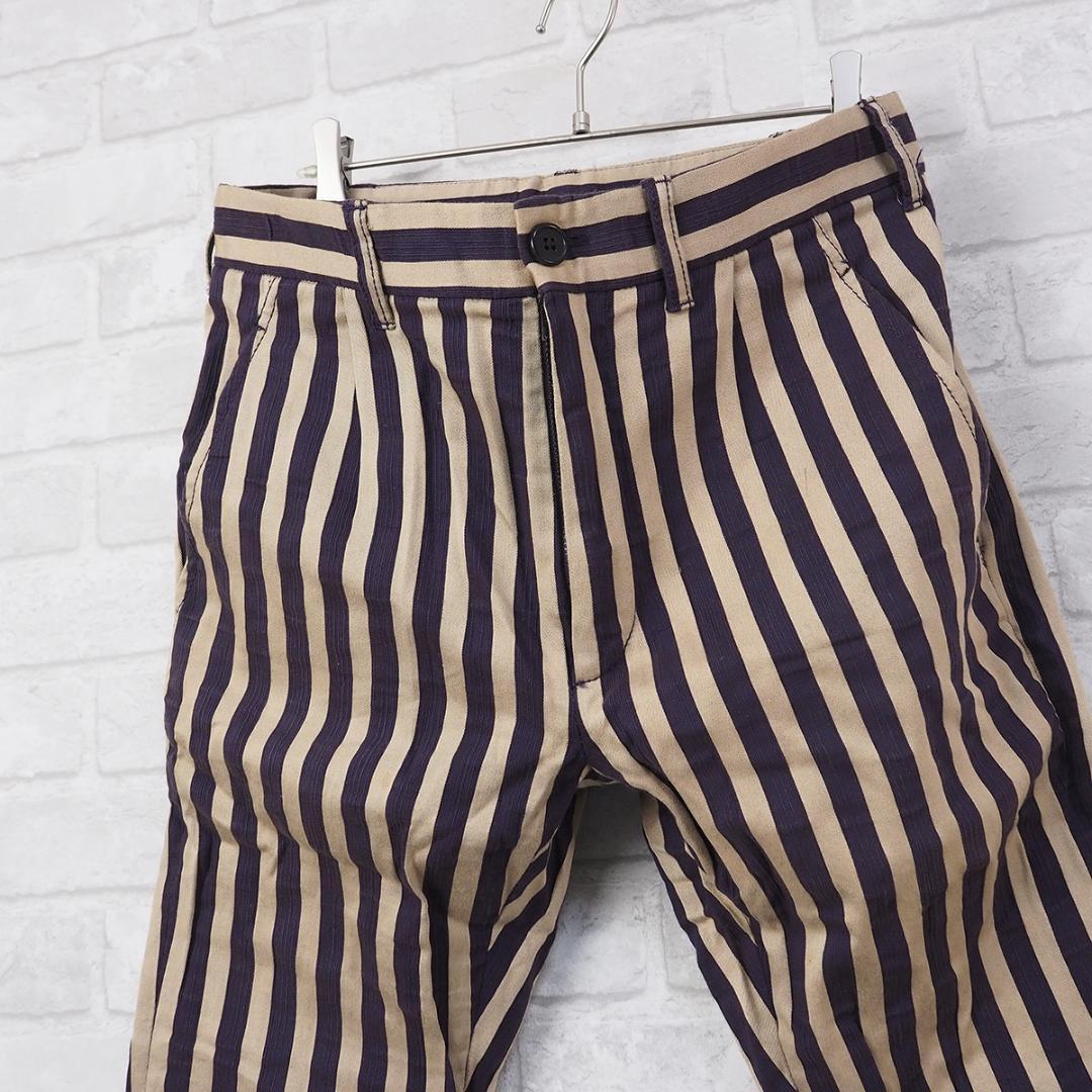 希少【ANN DEMEULEMEESTER】ギミック ストライプ ダブル パンツ