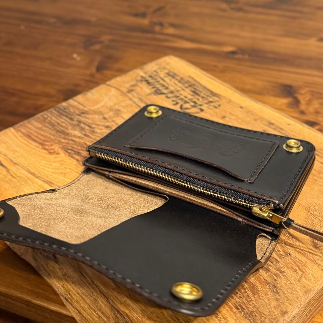 ショート トラッカーウォレット　『ホースバット　茶芯』