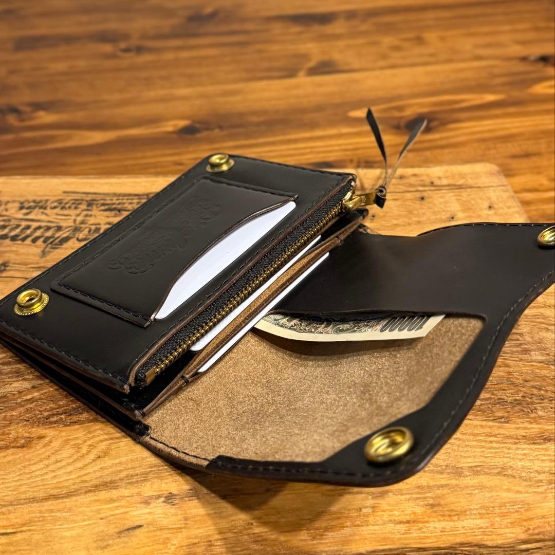 ショート トラッカーウォレット　『ホースバット　茶芯』