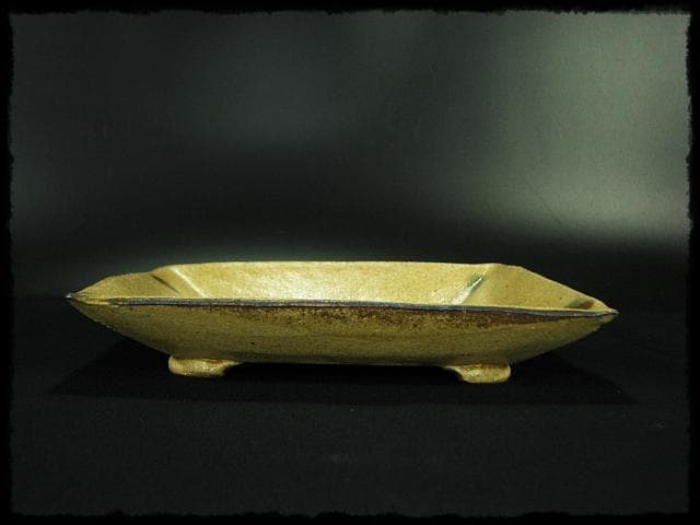 益子焼 杉本浩太郎 色絵 兎紋 角皿 茶道具  d139