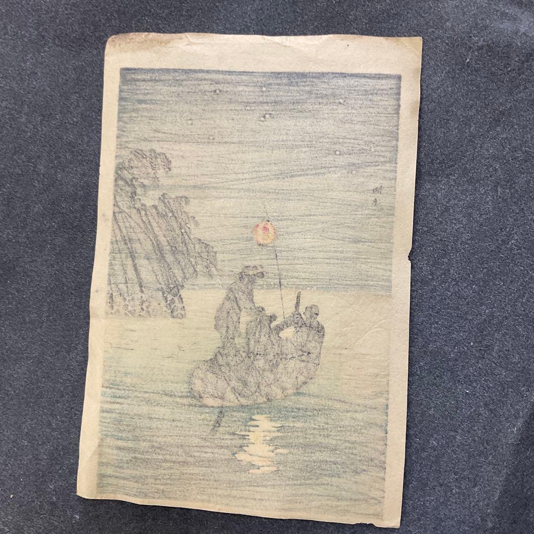 高橋松亭　「納涼」木版画　当時もの　20cm×13、3cm