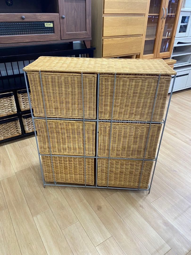 ナチュラルラタン風6段チェスト