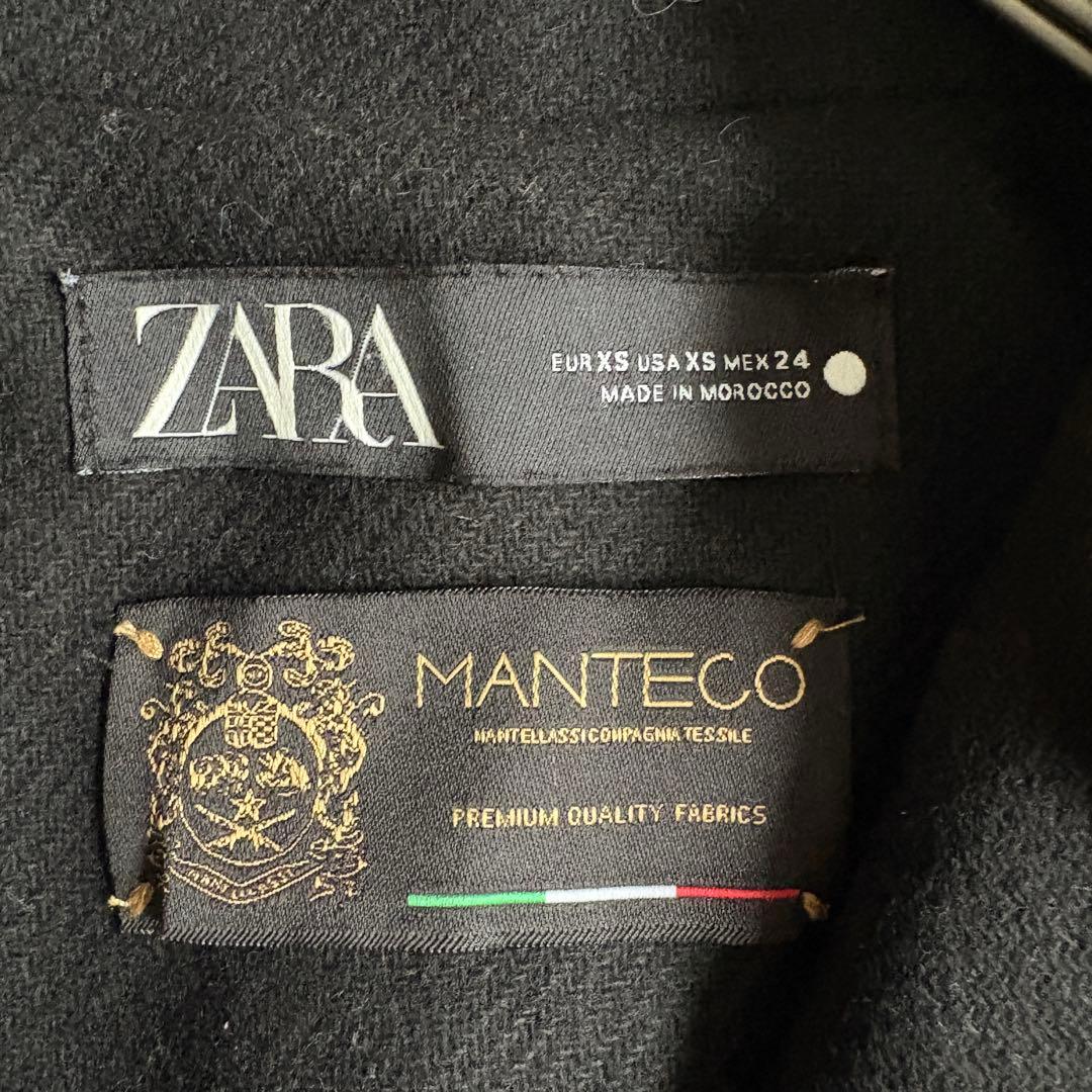 ZARA MANTECO 黒 ダブルチェスターコート XS ウール混 ロング