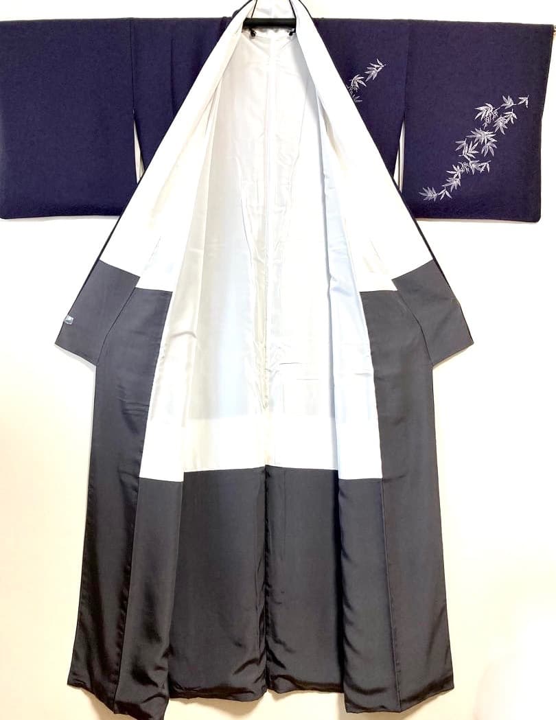 ご予約中です 初春 吉祥南天柄 上質正絹紋意匠 一つ紋 訪問着 深い濃紺色