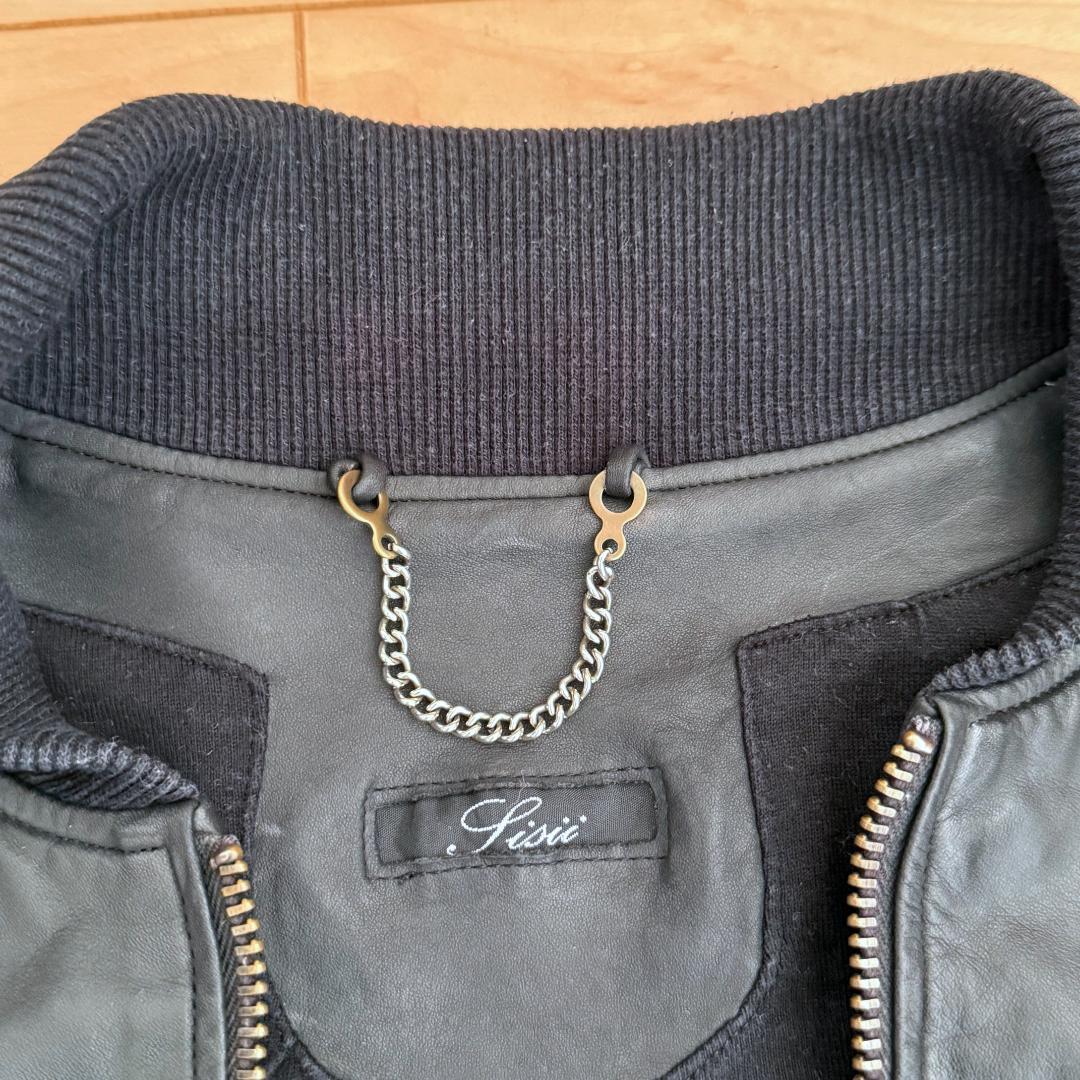 Sisii 牛革レザー MA-1 M 黒 ウォッシャブル 日本製 シングル シシ