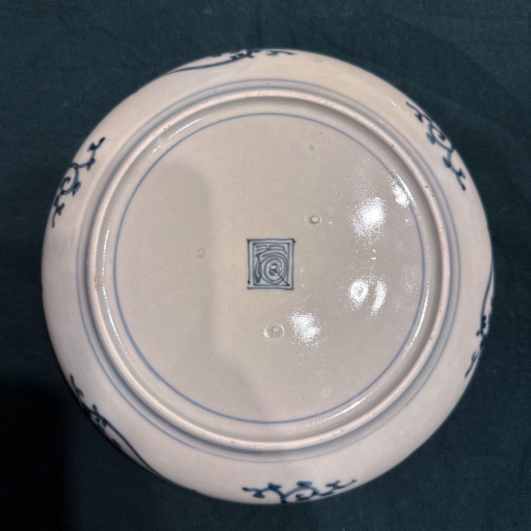 古伊万里　染付　花唐草　中皿　無傷完品