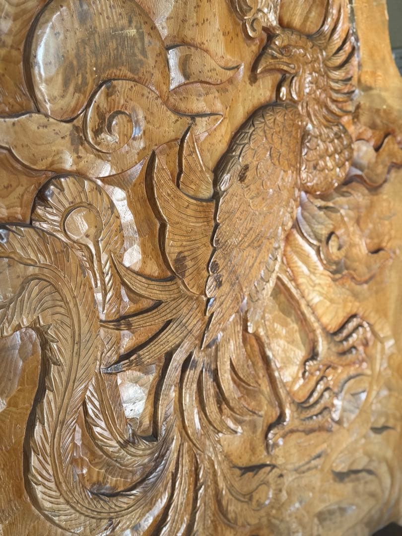 【希少・一点もの】鳳凰彫刻 一枚板