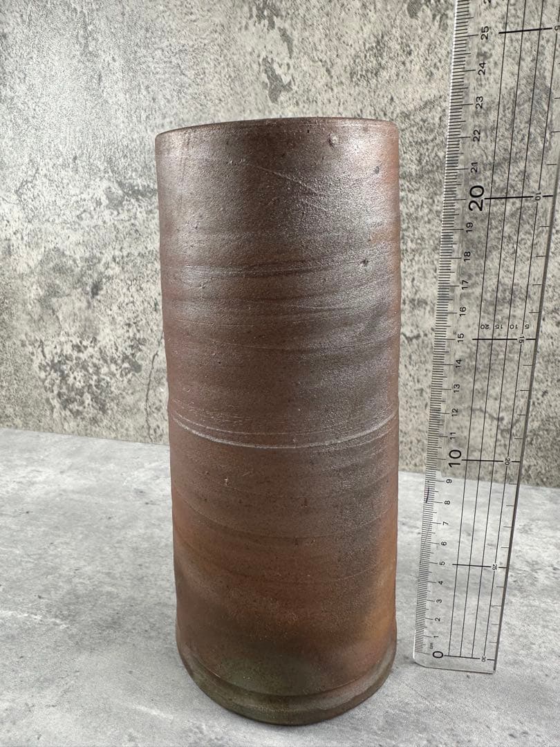 【未使用】備前焼　人間国宝 藤原雄 花入 共箱 共布 栞