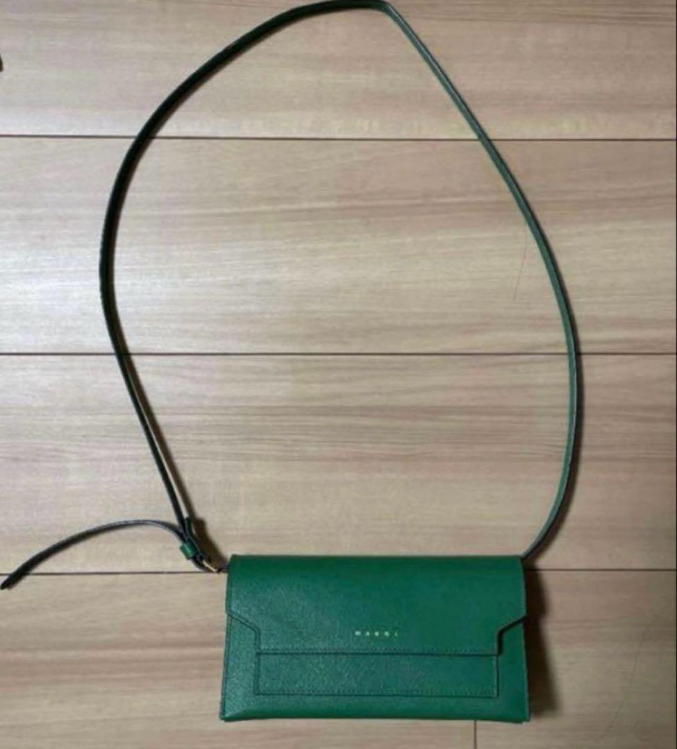 MARNI マルニ 国内直営店購入 グリーン レザー ウォレットショルダー