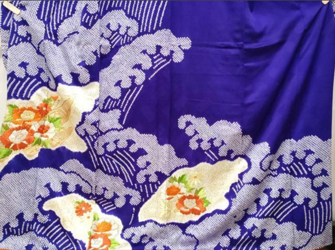 振袖 フルセット6点サイズS〜M駒刺繍　絞り　立波舟草花文　金彩　正絹