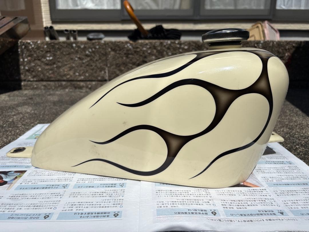 スポーツタンク【Steed400】【ファイヤパターン】 取り付けステー付き