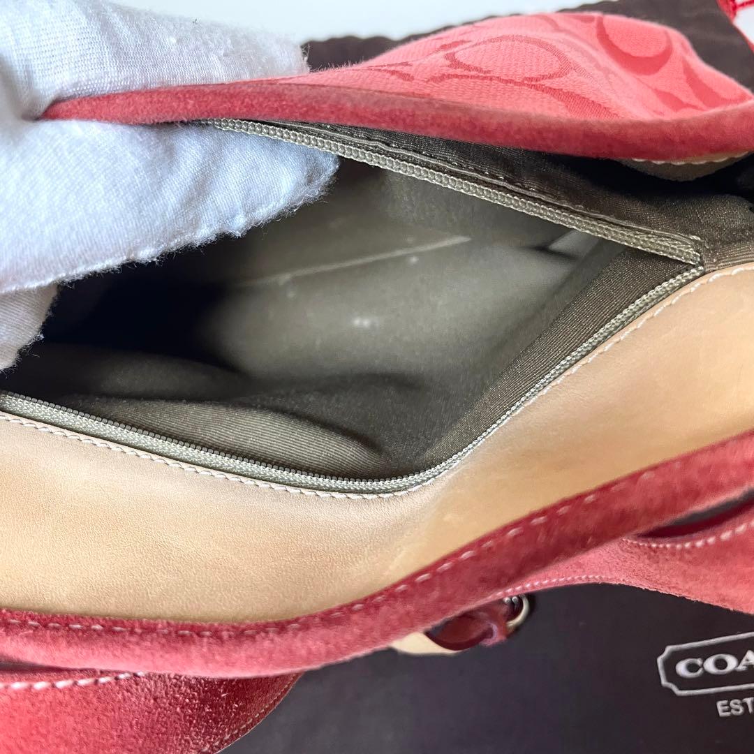 美品✨️COACH ショルダーバッグ アクセサリーポーチ スエード y2k 赤