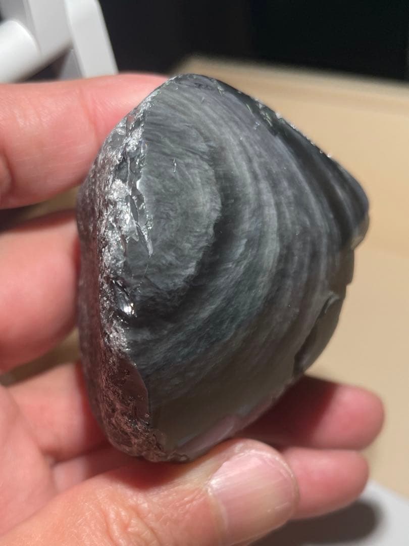 研磨品　十勝石玲瓏両面磨き　レインボーオブシディアン　虹雲