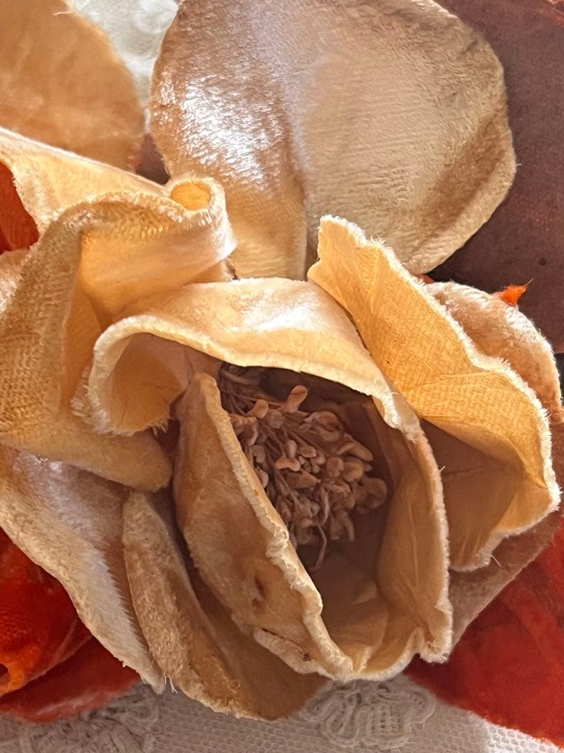 アンティークヴィンテージベルベット布花コサージュブローチ帽子ドレスパーツ装飾