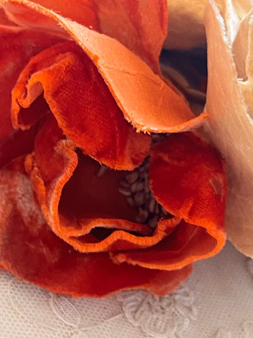 アンティークヴィンテージベルベット布花コサージュブローチ帽子ドレスパーツ装飾