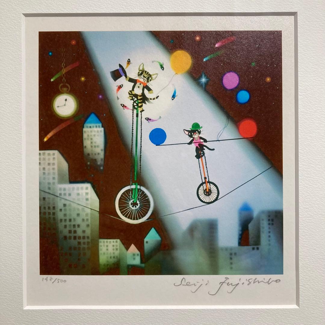 【真作保証】藤城清治「真夜中のデート」レフグラフ 直筆サイン 版画 絵画