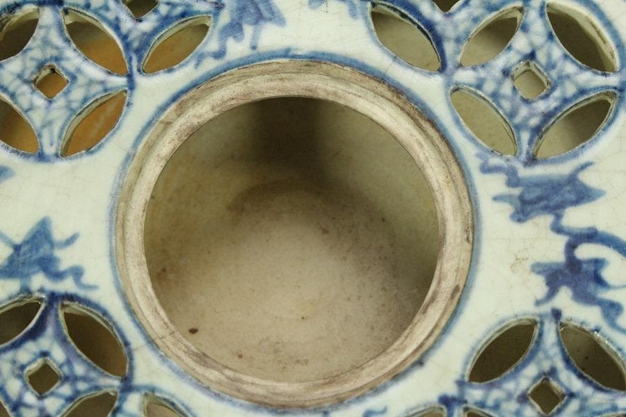 中国美術 赤絵青花 纏枝蓮花紋 壷盤 φ30.5cm(LC178)