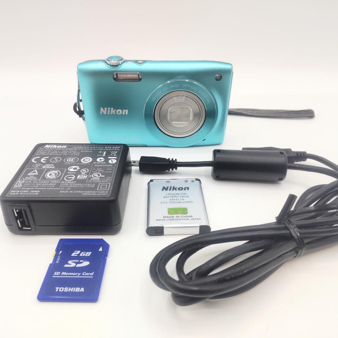 ★美品★ ニコン Nikon COOLPIX S3300 グリーン SDカード付
