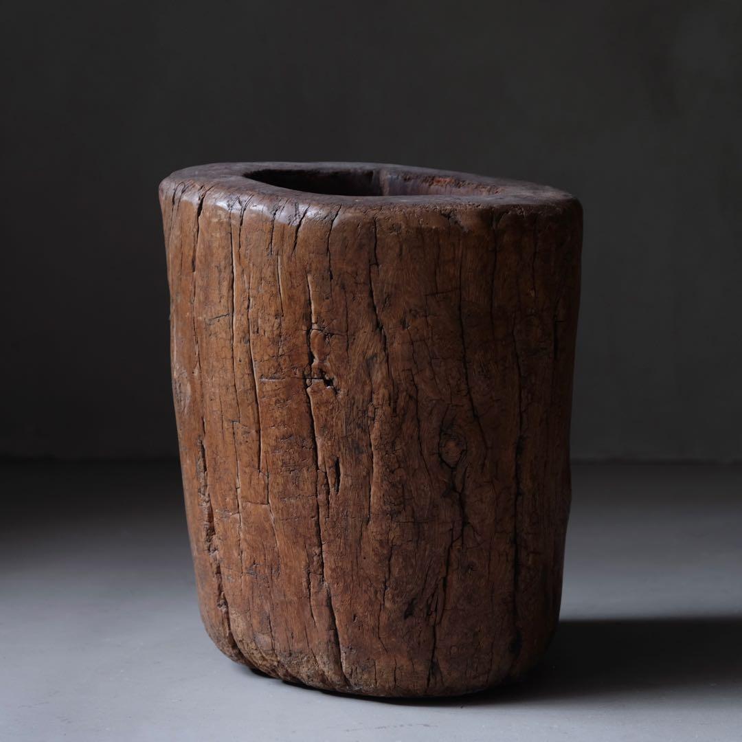 東南アジア 古い木鉢　臼 こね鉢 プランター オブジェ 古道具 アンティーク