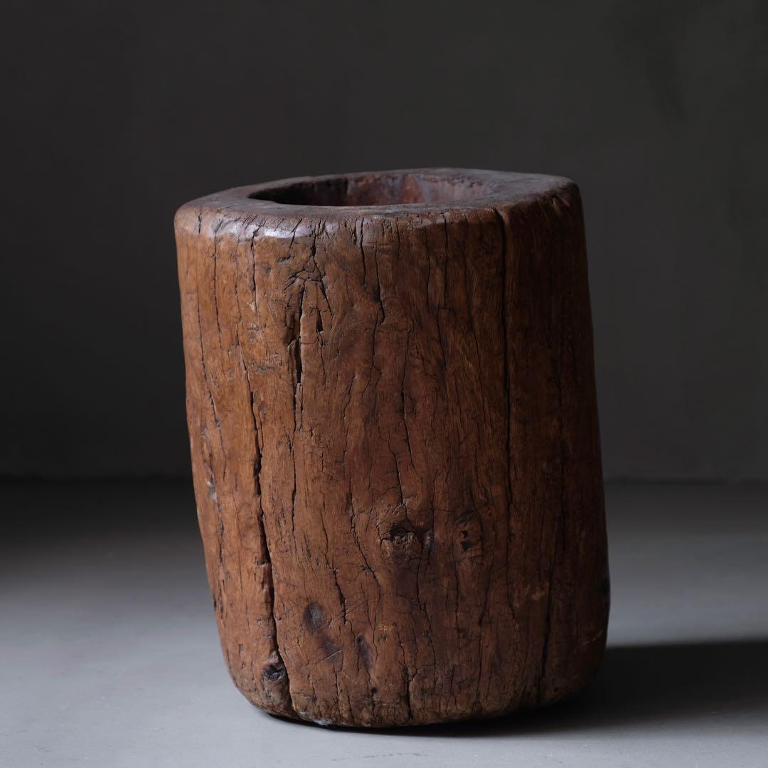 東南アジア 古い木鉢　臼 こね鉢 プランター オブジェ 古道具 アンティーク