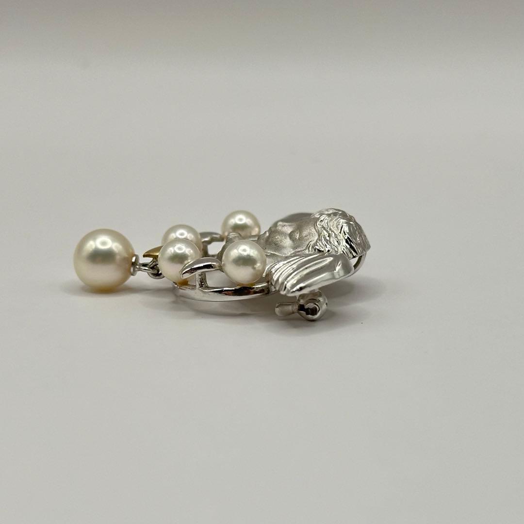 【美品】ブローチ トップK18 SILVER コンビ エンジェル 本真珠