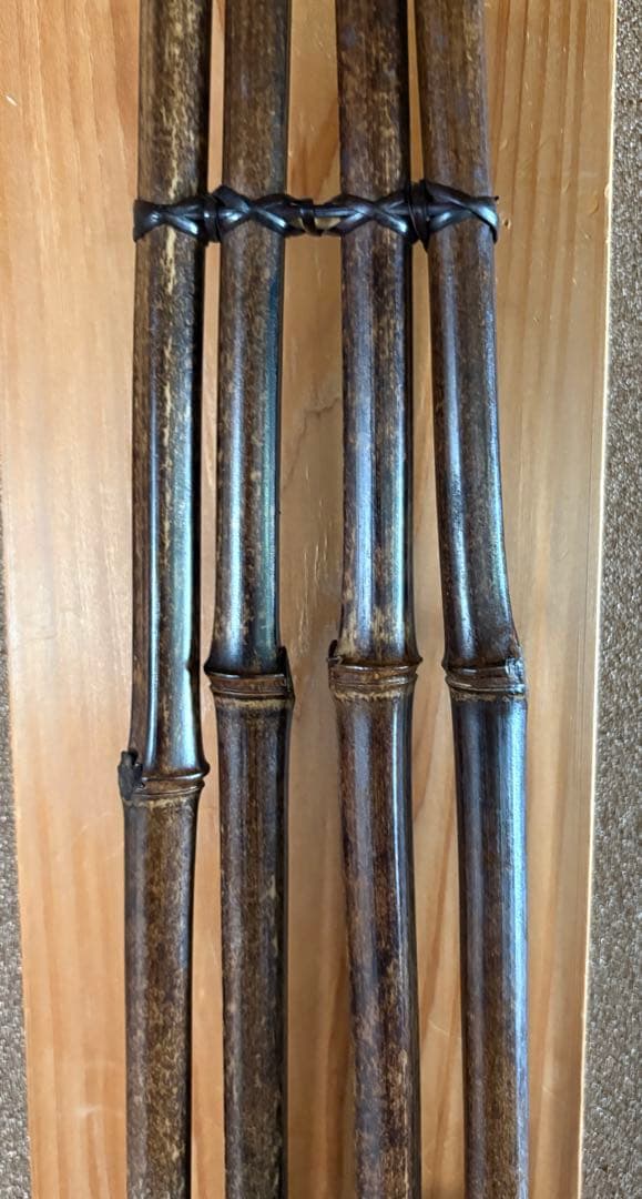 大正昭和期 紋竹製 垂撥 5本組 短冊掛け 花入掛け短冊宗本作「薫風自南来」付