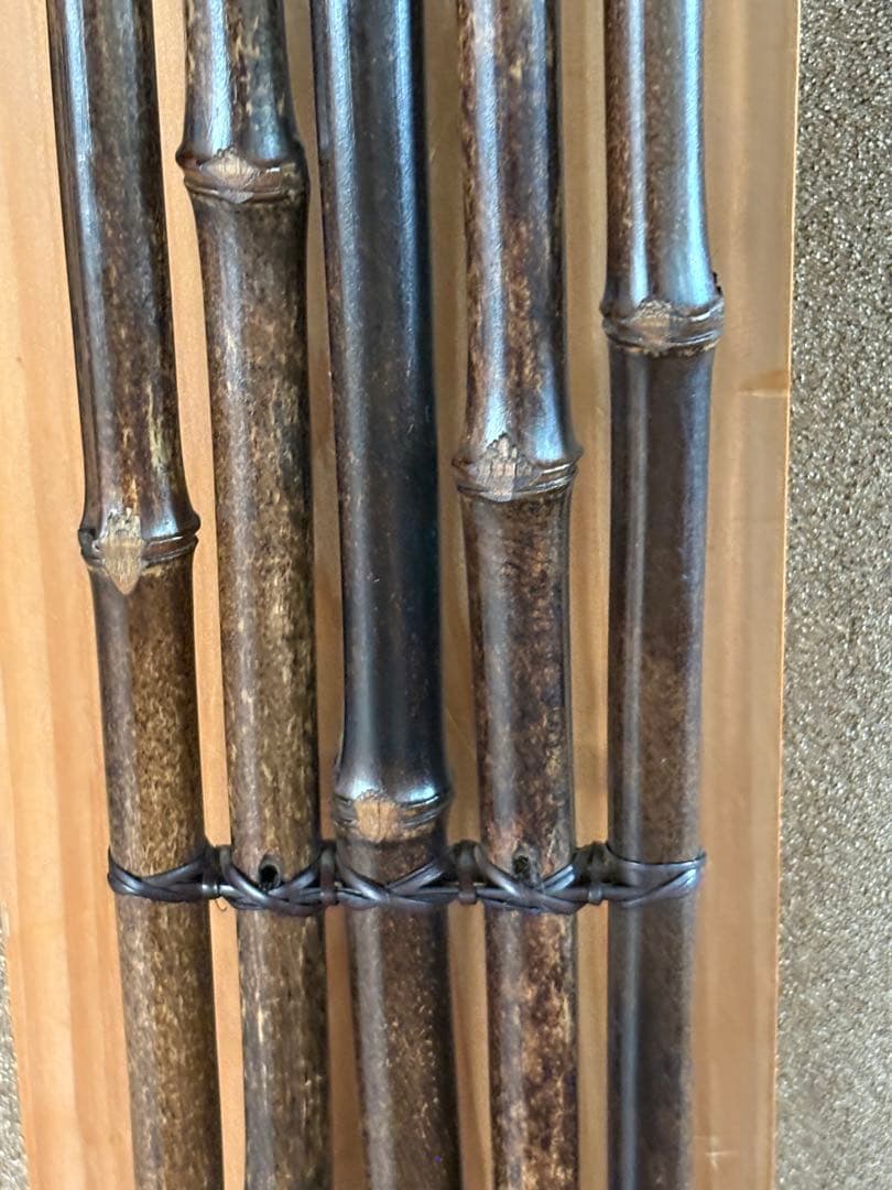 大正昭和期 紋竹製 垂撥 5本組 短冊掛け 花入掛け短冊宗本作「薫風自南来」付