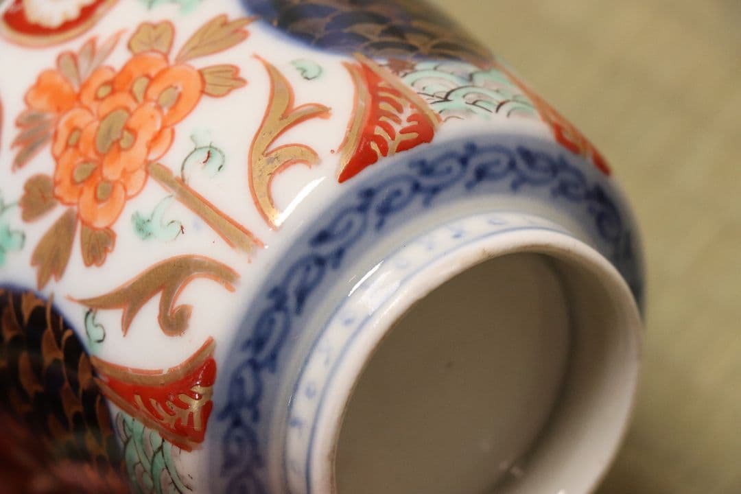 【CM57】古伊万里 色絵 小鉢 向付 五客 蕎麦猪口 草花 青海波 丸文 錦手