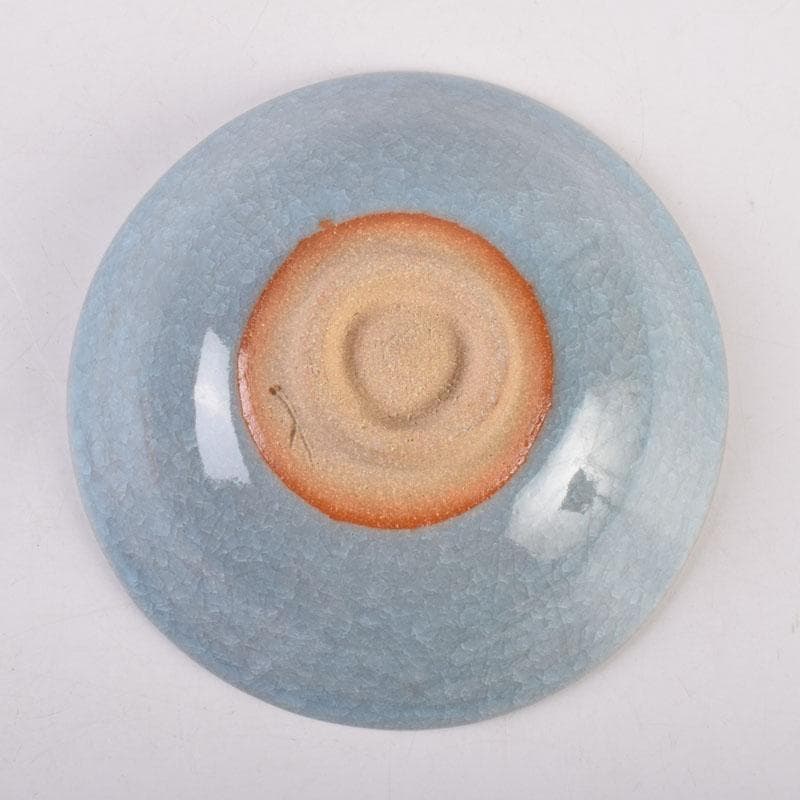 茶道具　加納臣峰作　灰青磁　紫陽花茶碗　共布共箱　C　8402