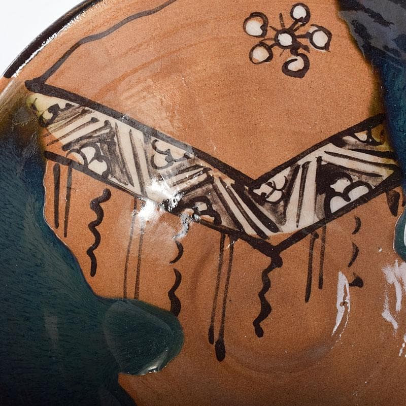 北大路魯山人作　織部焼　於里辺　茶碗　共布共箱　M　R8123