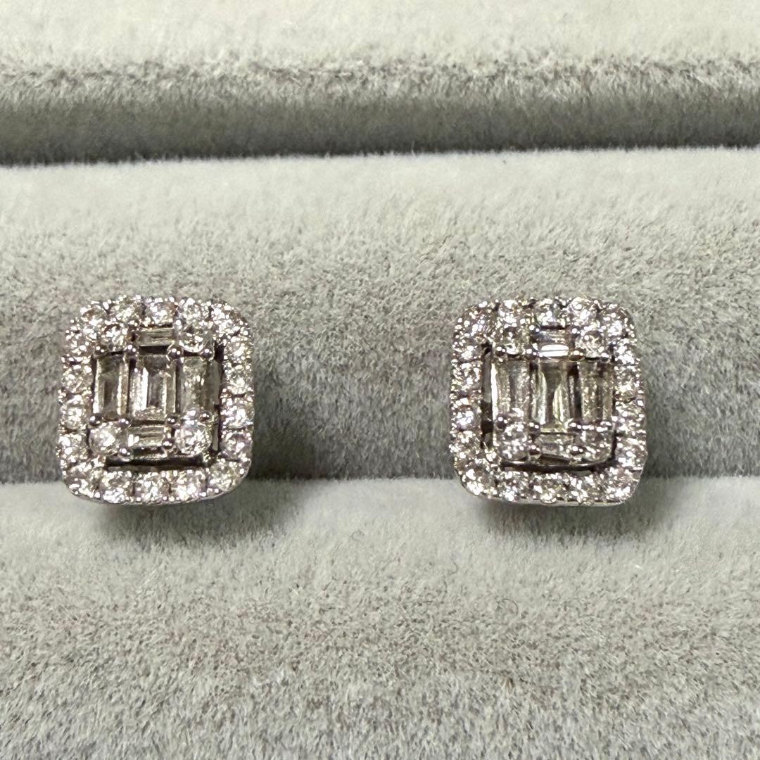 【可愛い✨】K18WGダイヤモンド ピアス0.15ct