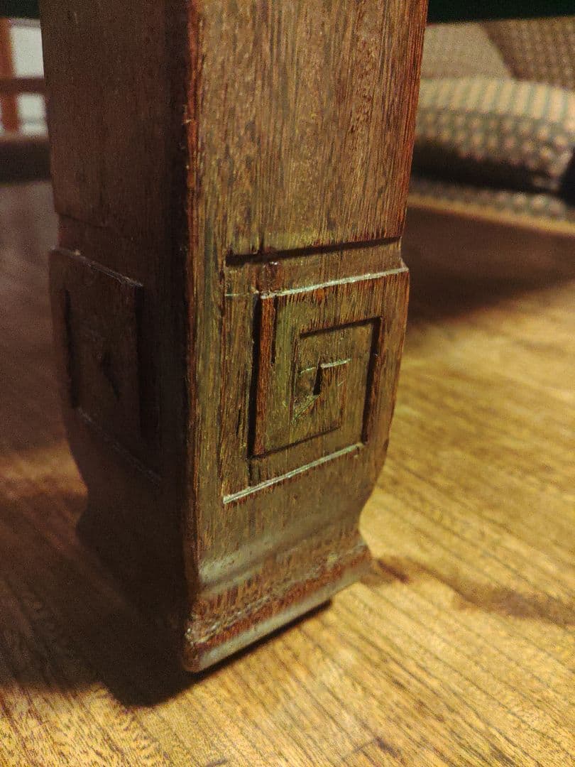 希少　机　テーブル　文机　無垢　座卓　 彫刻　レトロ　アンティーク　ヴィンテージ