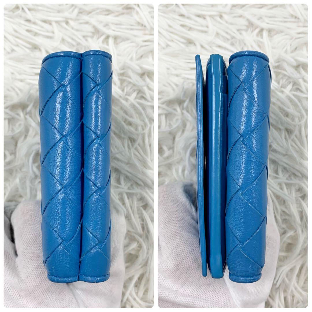 【✨美品✨】ボッテガヴェネタ 三つ折り財布 マキシイントレチャート ブルー